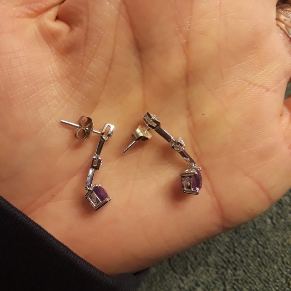 Sterling silver Amethyst earrings - Picture 2 of 5